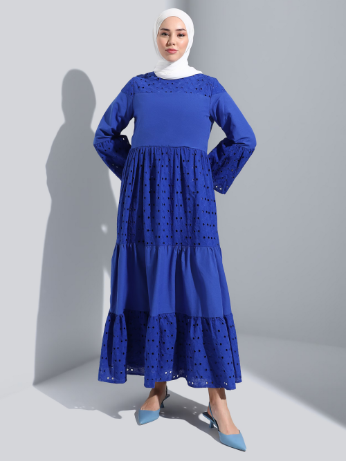 sax blue modest dress