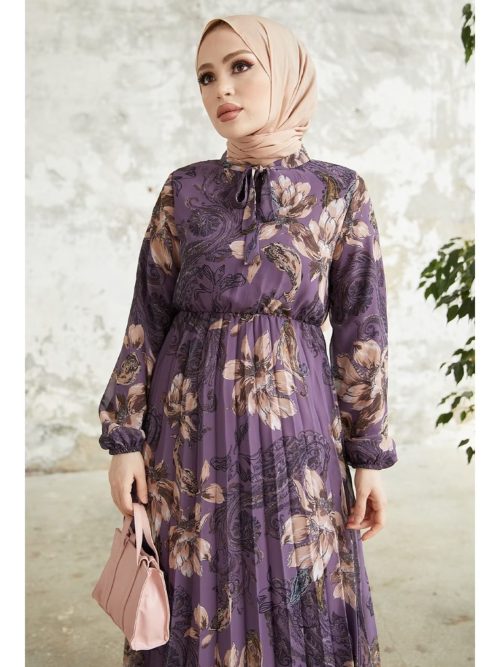 purple-modest dress in style