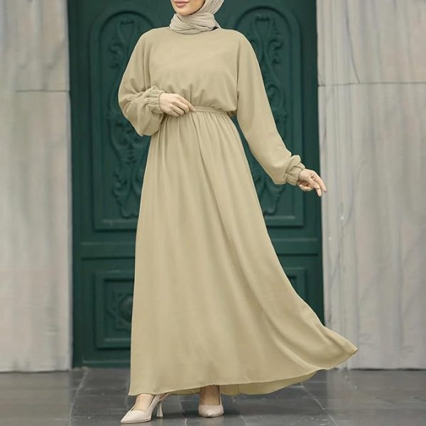 Women's Muslim Long Sleeve Dress Vintage Pullover