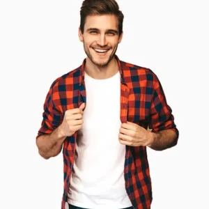 red and black check shirt